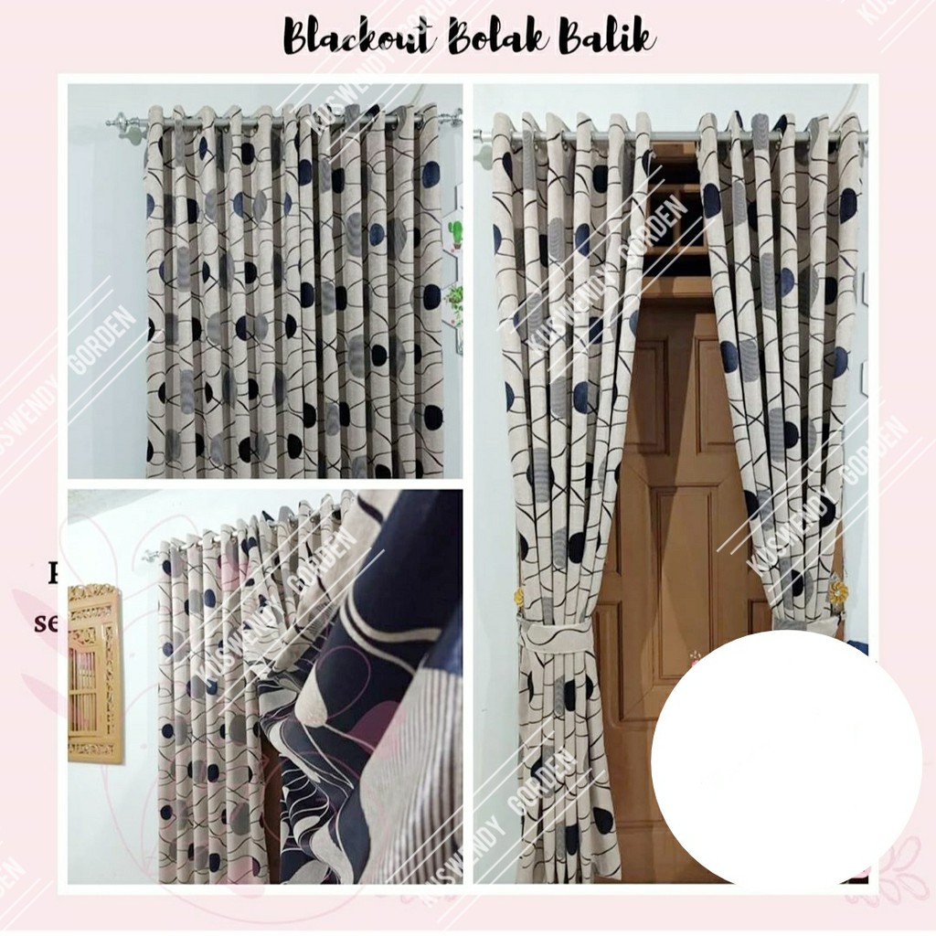 Gorden Blackout Polkadot 200 x 275 cm Tinggi 2.75 meter Hordeng Jendela Pintu Tirai Minimalis