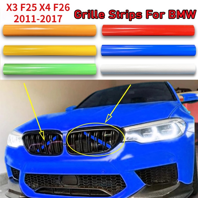 2pcs Stiker Strip Cover Grill Depan Untuk BMW F25 F26 X4 X3 2011-2017