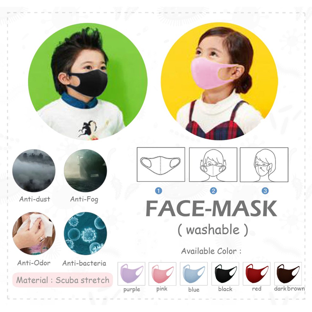 Masker Kain Korea Bahan Scuba Stretch Bisa Dicuci