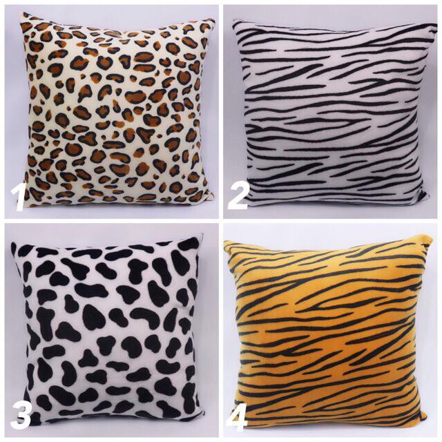 Bantal sofa bludru bulu halus lembut motif leopard sapi zebra macan jerapah murah unik ukuran 35