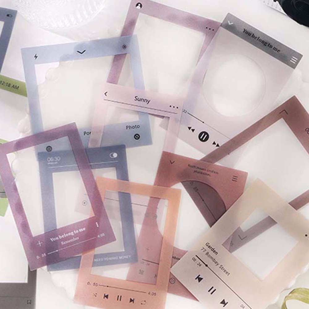 ELEGANT Diy Card Frame Series Stickers Transparent Vintage Gear of Memory PET Stickers 15pcs Time Boundary Series Photo Album Decorative Scrapbooking Background Decorative Junk Journal Decorative Frame Series Stickers Stationery Stickers