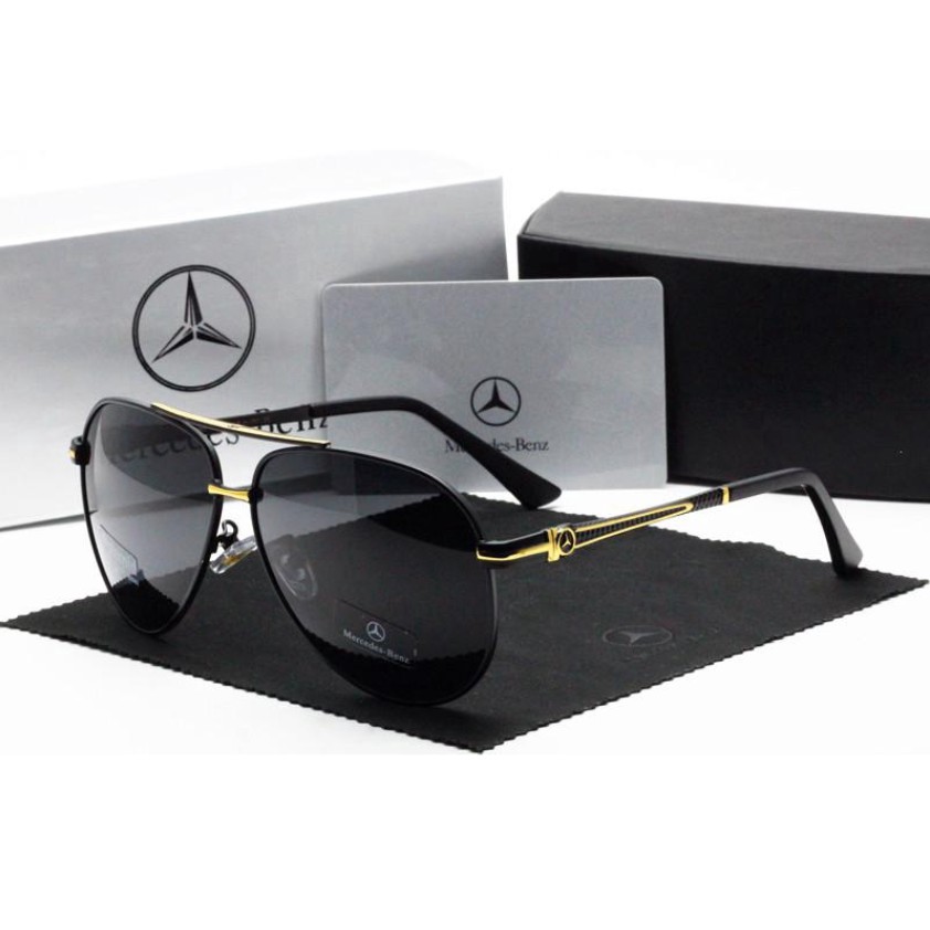 Aviator Sunglass Mewah Mercedez Benz Kacamata Hitam Pria Masa Kini Kaca Mata Pilot Anti Silau &amp; Anti