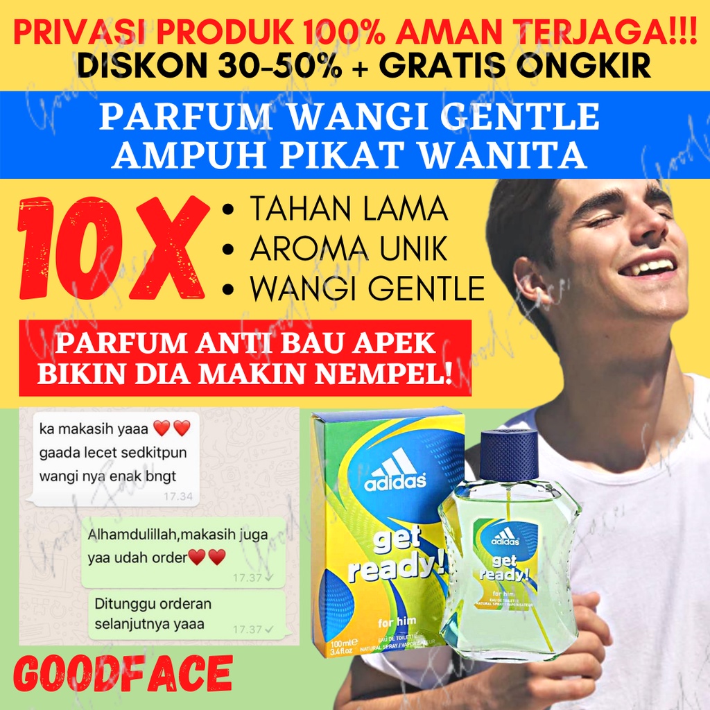 PARFUM PRIA ORIGINAL TAHAN LAMA ADIDAS MAN GET READY PARFUM 100ML ORIGINAL 100% IMPORT