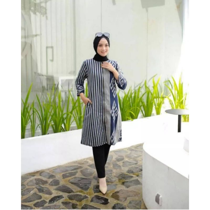 dress tenun Tunik tenun outer Wanita Outer panjang Couple Outer tenun Baju couple kondangan Couple keluarga Baju pesta baju kondangan keluarga tenun ethnik