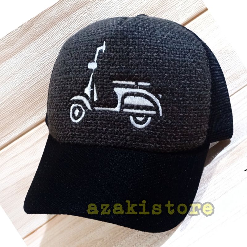 Topi Trucker Jaring Bordir Scooter kekinian