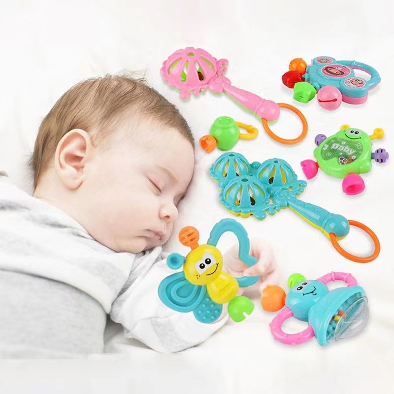 Baby Teether Rattle Teething Kit Mainan Gigitan Bayi Gigitan Bayi Teether Mainan Bayi 6 Bulan