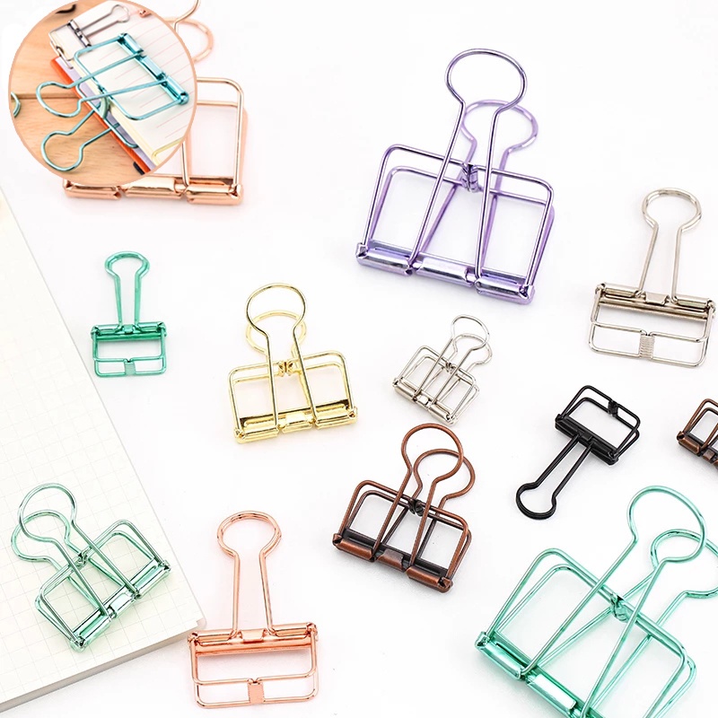 2pcs Klip Kertas Binder Model Ekor Merpati Panjang Hollow Bahan Metal Ukuran 40x22mm Untuk Kantor / Sekolah