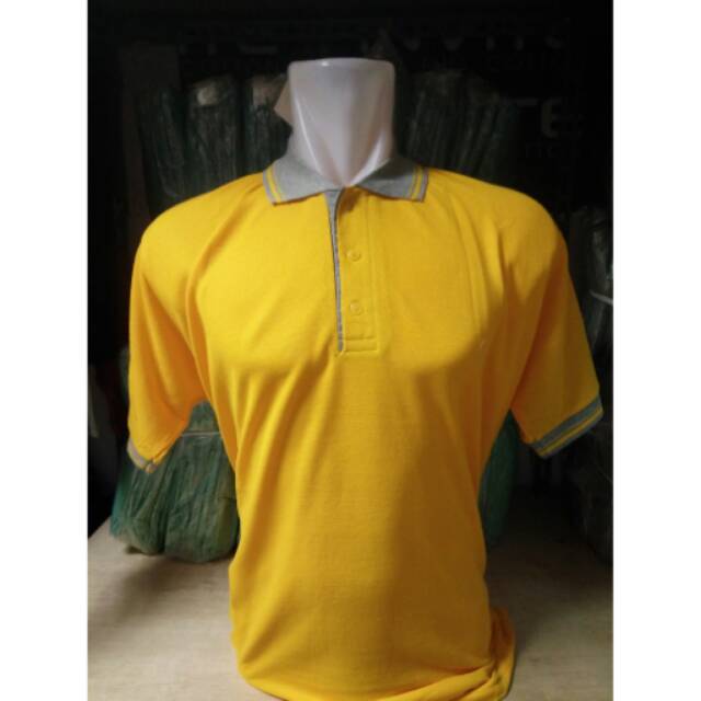 Polo Shirt Pendek Kuning-Abu | Kaos Polos | Kaos Cowok | Kaos Cewek | UNISEX