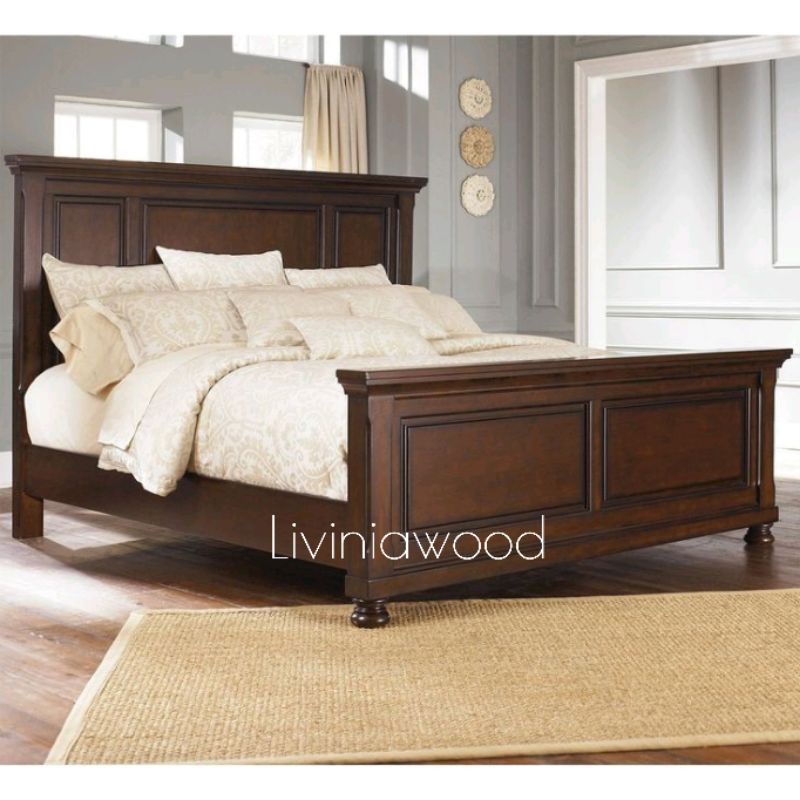 Tempat tidur jati minimalis modern 180x200, ranjang dipan kayu natural