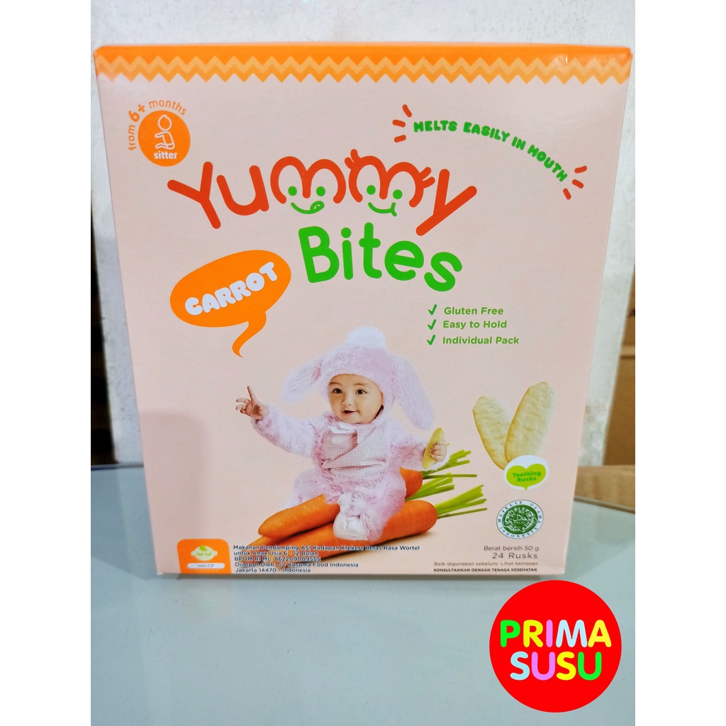 Yummy Bites Rice Crackers Biskuit Bayi Carrot 50 GR