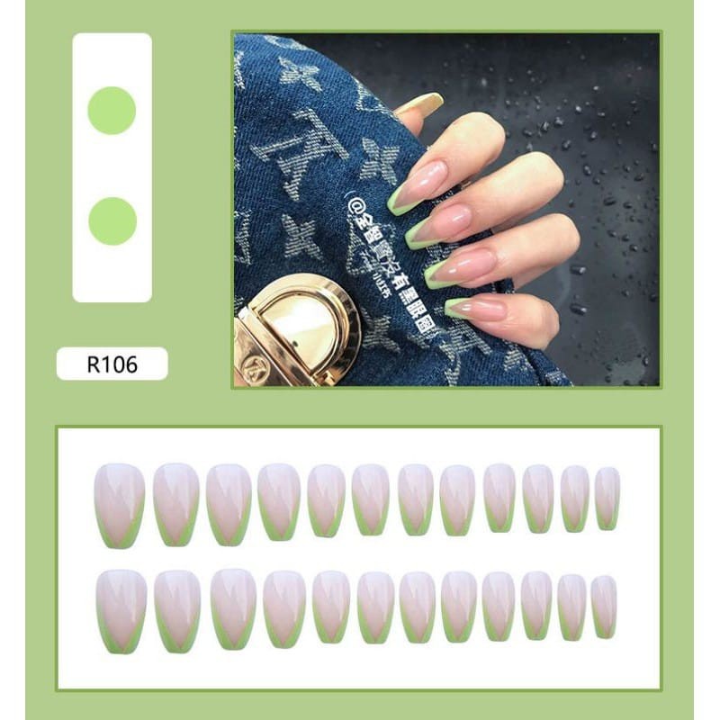 {R096-R111} kuku palsu fake nail art kode R [isi 24pcs + lem + box] kuku palsu R-Fake nail art R