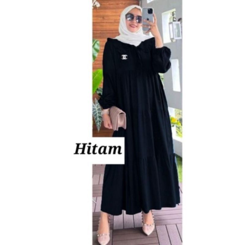 gamis midi dress rayon dress kerah termurah jumbo