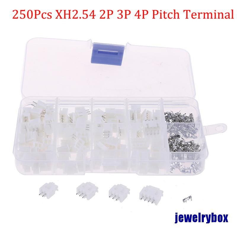 250pcs Xh2.54 2p 3p 4p Pin 2.54mm Terminal Pitch Kit