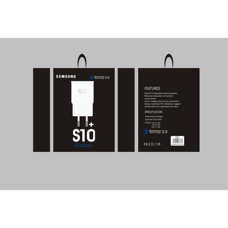 PROMO BATOK CHARGER KOTAK HITAM SAMSUNG S10+ FAST CHARGING