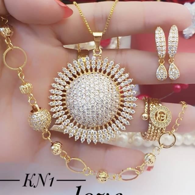 Xuping set perhiasan lapis emas 24k 1909