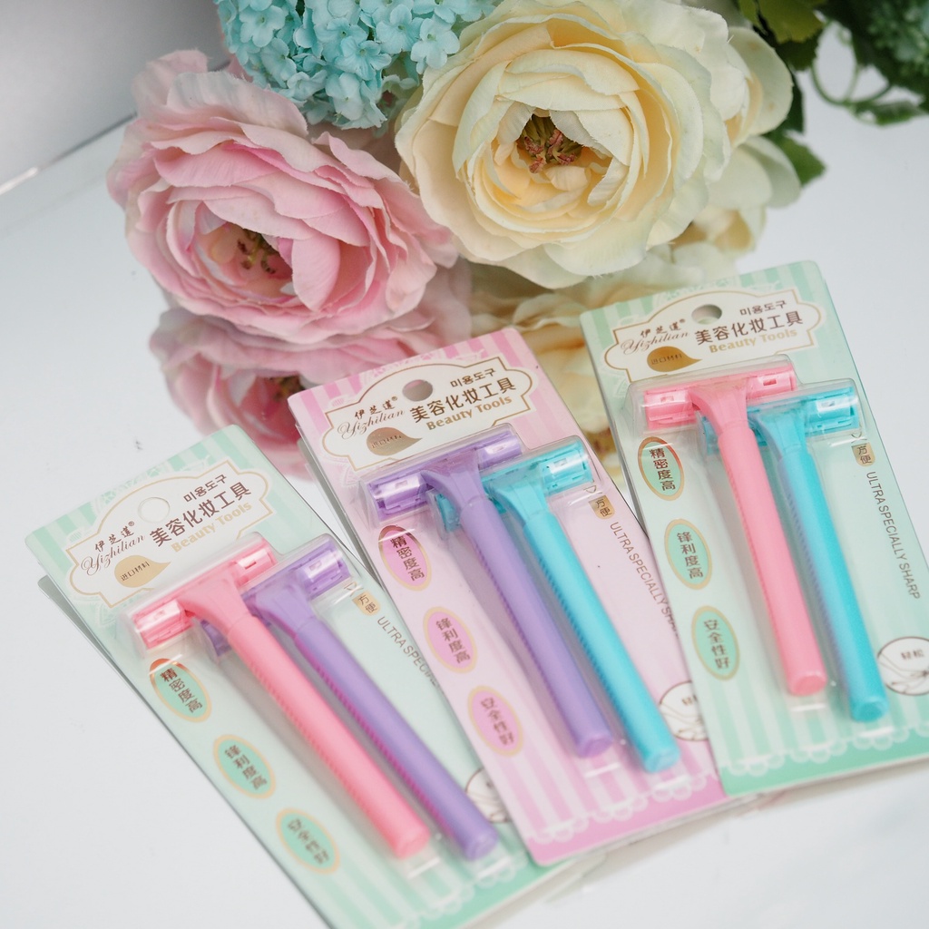 Alat cukur SET ISI 2PC Warna Pastel  Alat Pencukur Wanita Shaver Penghilang Bulu