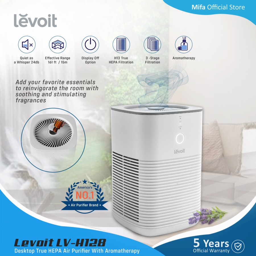 Levoit Desk Air Purifier Dual HEPA Filter H13 LV-H128 - Garansi Resmi