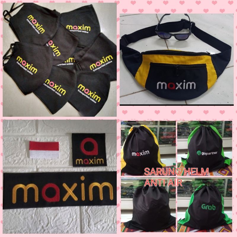 tas maxim//rompi maxim//jaket maxim//MASKER MAXIM//logo maxim Ready sesuai REAL PIC