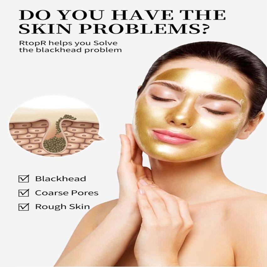 RtopR GOLD Black Face Mask Masker Wajah Pembersihan Dalam, Perawatan Kulit Penghilang Komedo