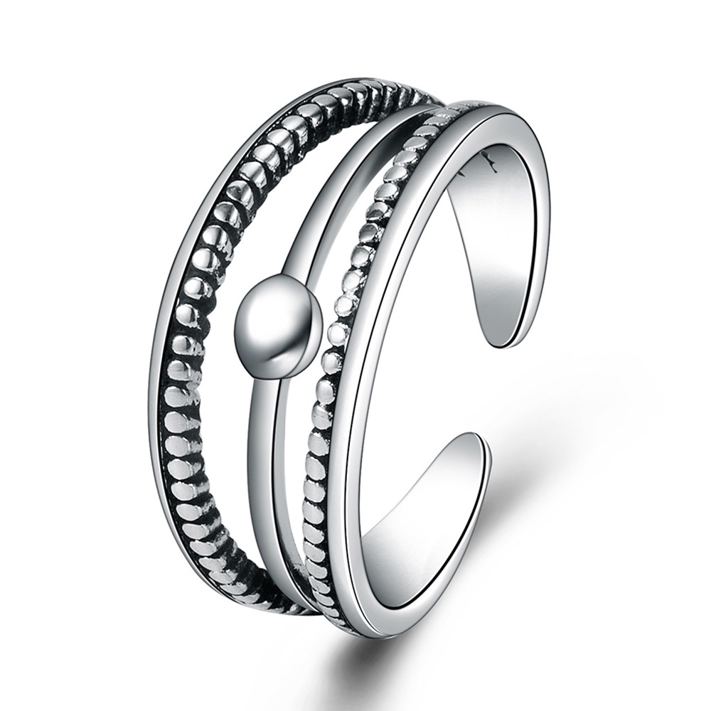 925 Perak Cincin Untuk Wanita / Cincin yang Dapat Disesuaikan Perhiasan Retro Putar Heksagonal