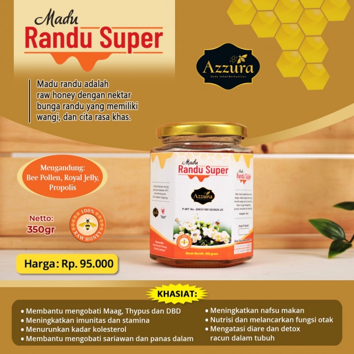 

Madu Randu Super Asli (350 gr) Alami Kaya Akan Propolis Bee Pollen dan Royal Jelly