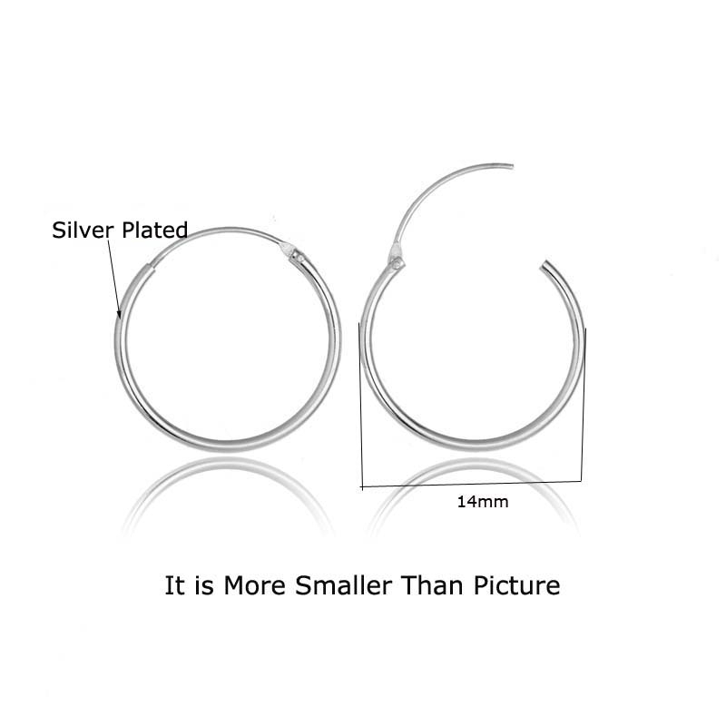 1pairs Hoop Circle Earrings Silver Plated Simple Style 1.6mm