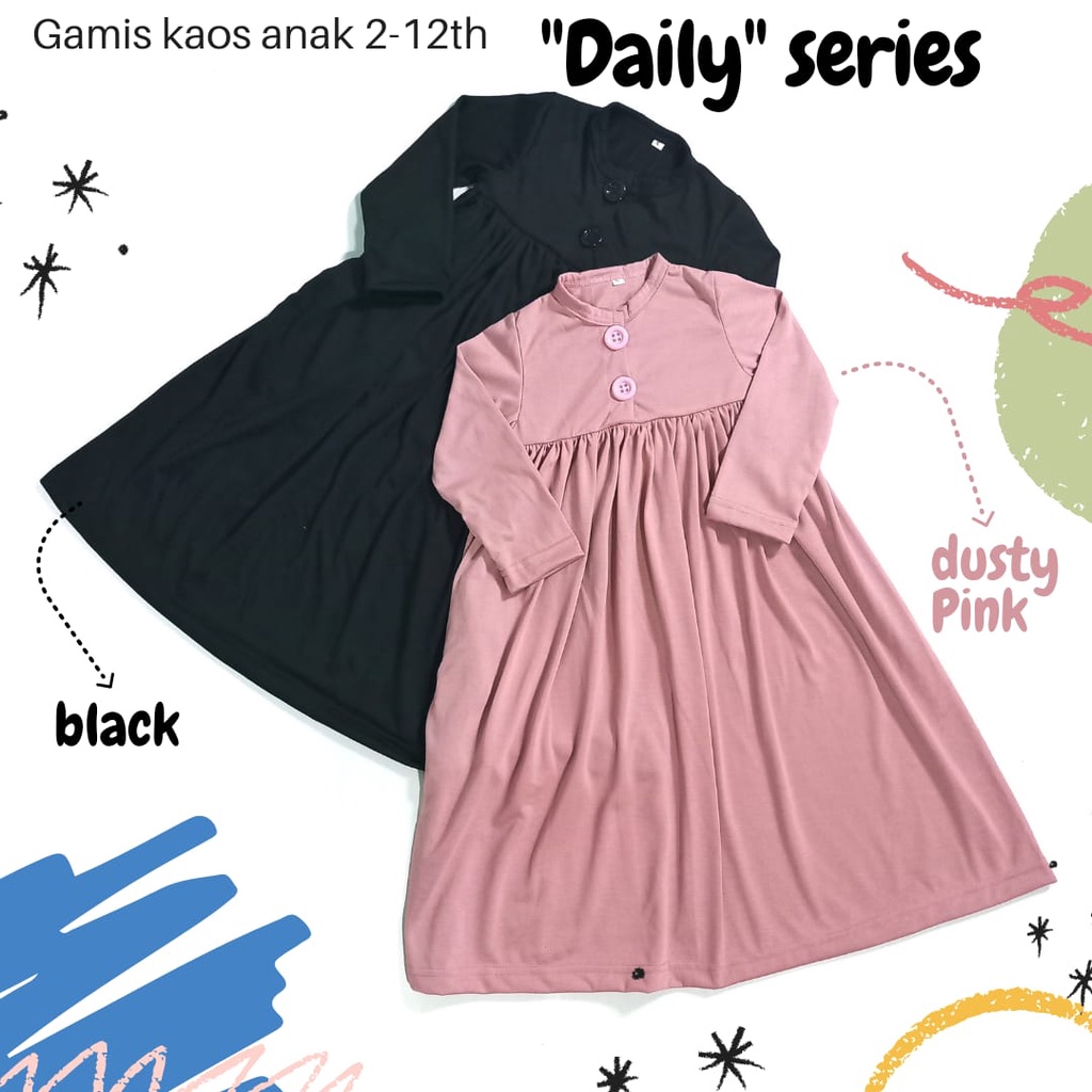 GAMIS KAOS HARIAN POLOS ANAK 6-12TH (DAILY SERIES)