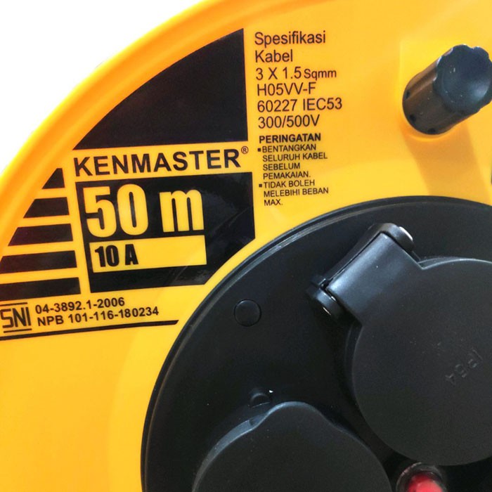 Kenmaster Kabel Roll 50 Meter 10A SNI - Colokan Listrik 4 lubang 50m