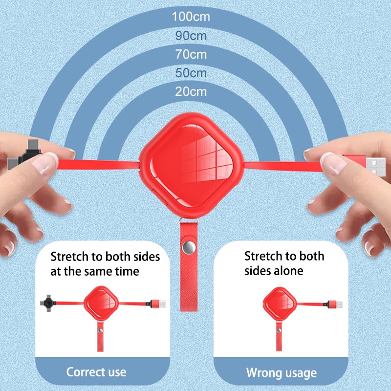 Kabel Multi Charging Tersembunyi Yang Dapat Ditarik Tipe-c Micro 3in1 Usb Wire Usb Powerbank