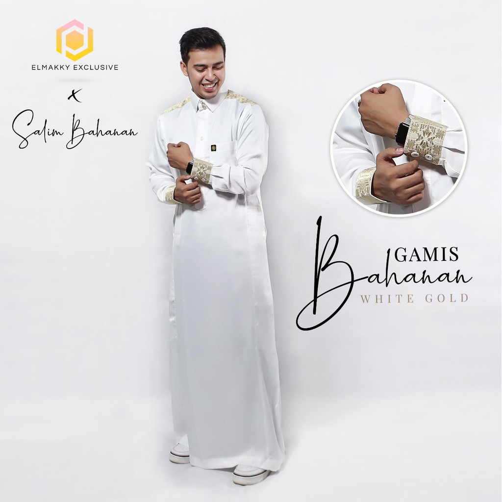 [READY] GAMIS BAHANAN WHITE GOLD BY ELMAKKY / HABIBIE EXCLUSIVE | GAMIS BAHANAN EL MAKKY EXCLUSIVE