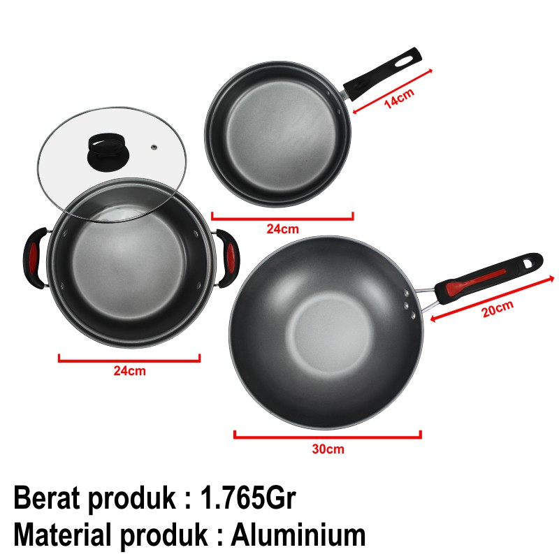 Panci Teflon 1 Set 3 Pcs Panci Teflon Set 3Tg5