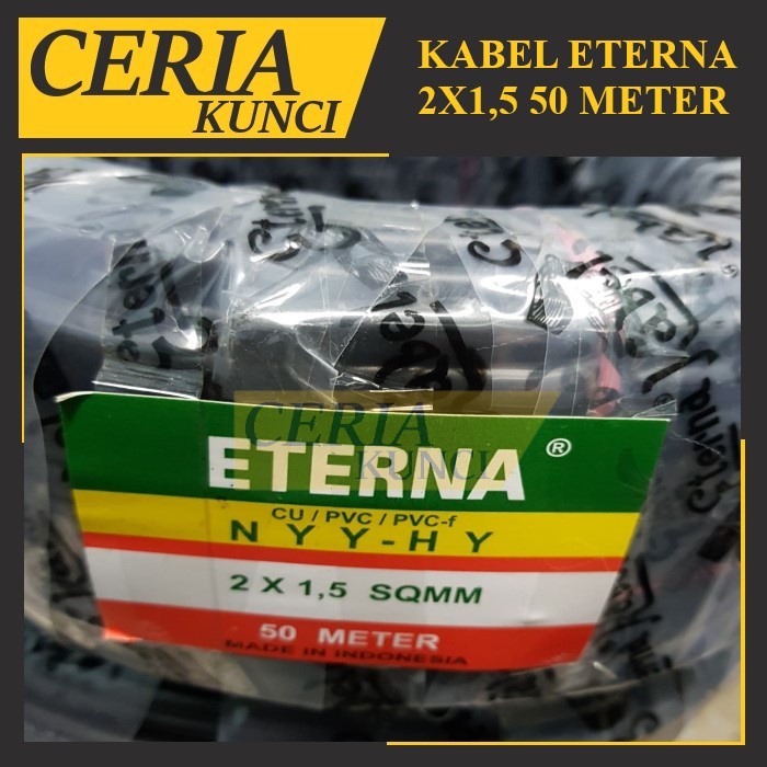 Kabel Eterna NYYHY 2x1.5 Serabut Hitam Harga Per Roll
