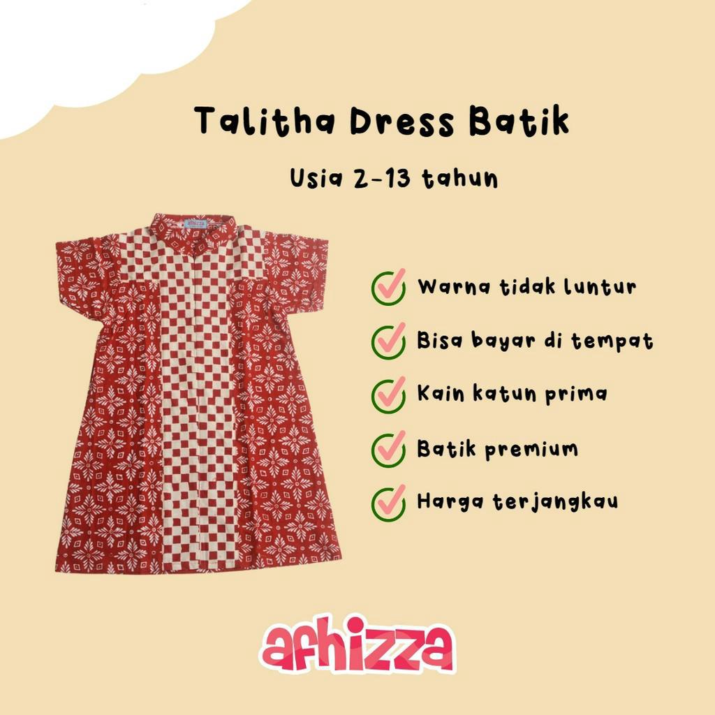 Talitha Dress Batik Anak Perempuan Lengan Pendek Dress Batik Merah Batik Solo Batik Keluarga Batik S