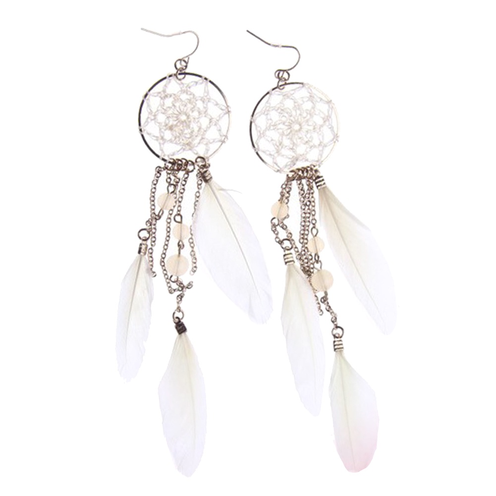 Hu Hu Hu Hu Hu Alat Bantu Pasang Kacamata♡ Anting Kait Gantung Statement Desain Dream Catcher Hias Manikmanikrumbai Untuk Wanita