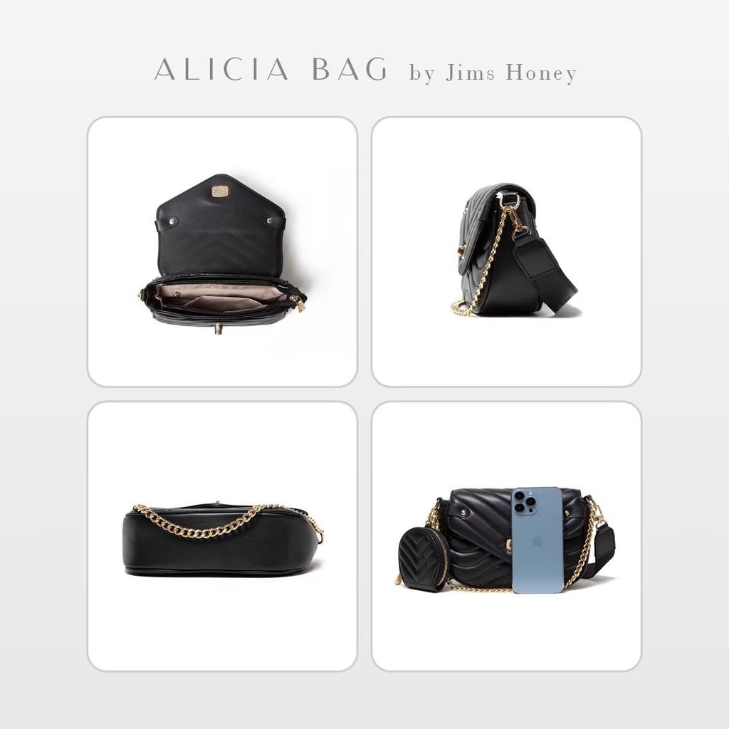 Jims Honey Alicia Bag Tas Selempang Wanita Korea Fashion Import Sling Bag Rantai cod jims honey original