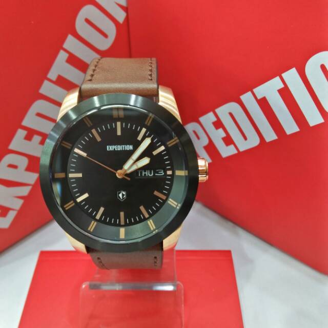 Jam tangan pria expedition tipe E6773M black rosegold original