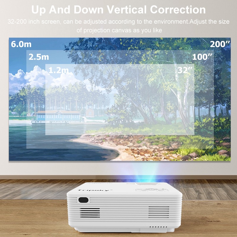 TRIPSKY T3 AIRPLAY SAME SCREEN VERSION - Multimedia Home LED Projector 5500 Lumens - Support Wireless Mirroring Display