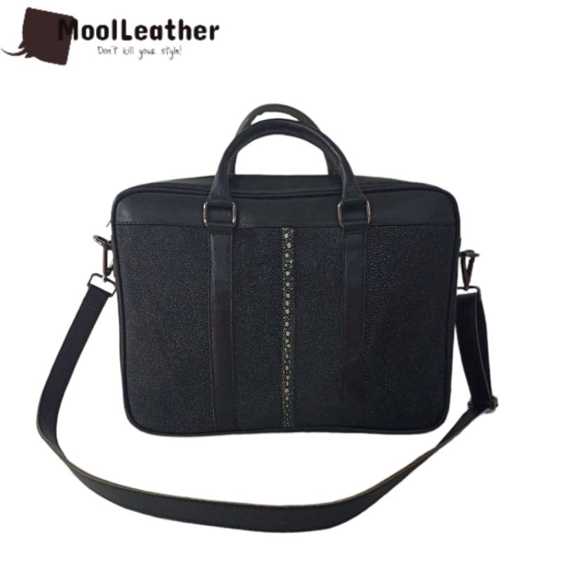 Mool Leather - Jons Tas Selempang kantor Pria Asli Kulit Ikan Pari muat laptop