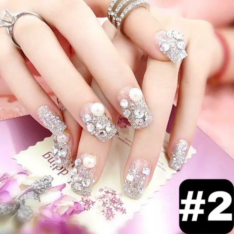 Kuku Palsu 3D/ Nail Art/ untuk Pengantin/isi 24pcs Fake Nails for Bride