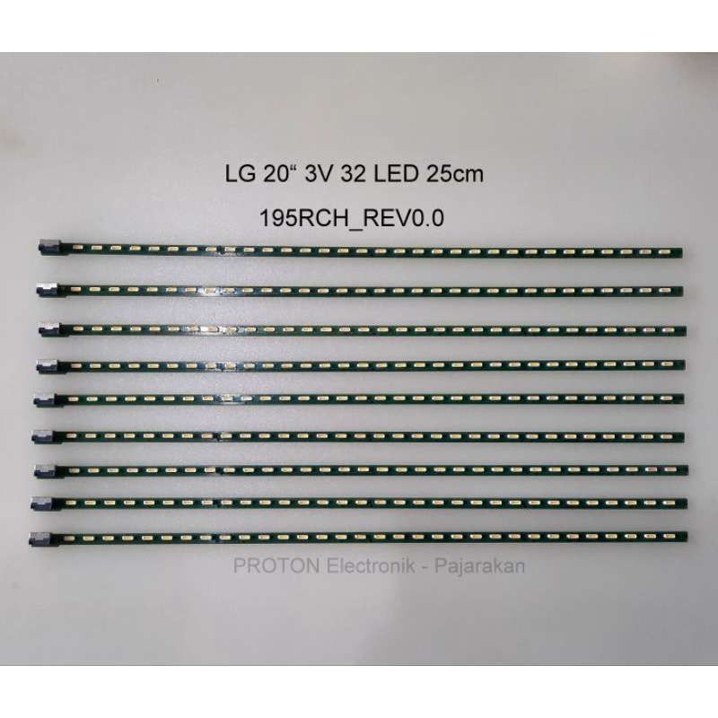 Lampu Backlight lidi TV LG 20" 32 LED 3V SMD 25cm 6pin 24V 4mm 19.5 inchi Part 195RCH REV0.0 94V-0