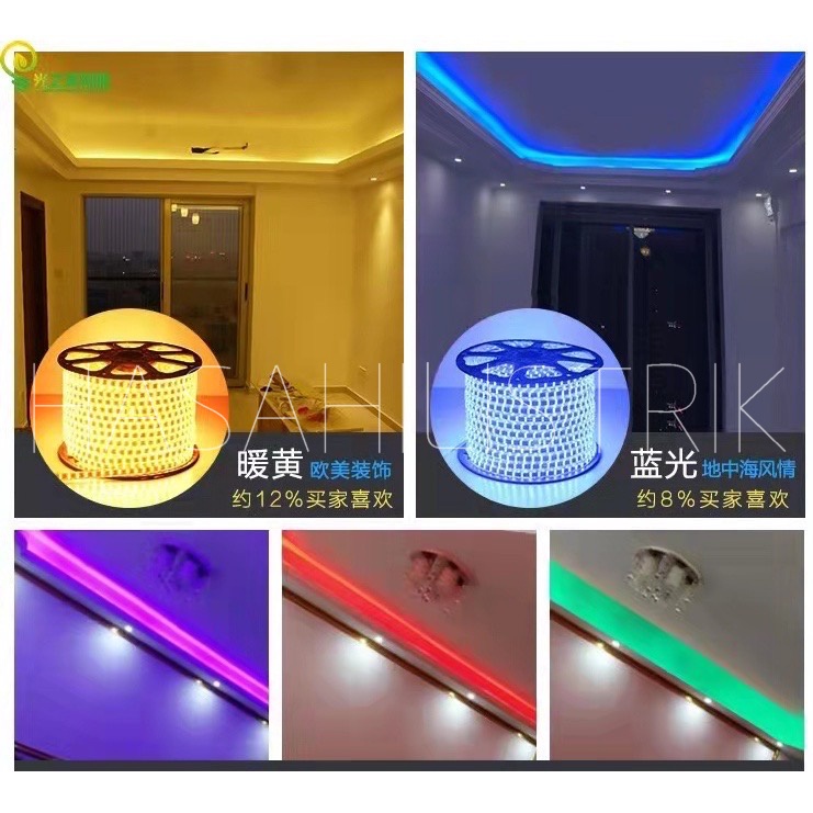 LAMPU LED STRIP SELANG 5730 SMD AC 220V METERAN (1M-100M) OUTDOOR AND INDOOR LAMPU PLAFON LAMPU HIAS