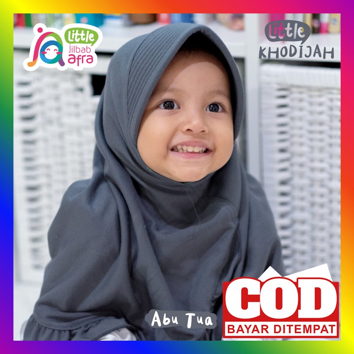 Jilbab Instan Anak Umur 3 4 5 6 7 Tahun Tk Sd Sekolah  Bahan Kaos Adem Tebal Warna Abu Tua Jilbab Af