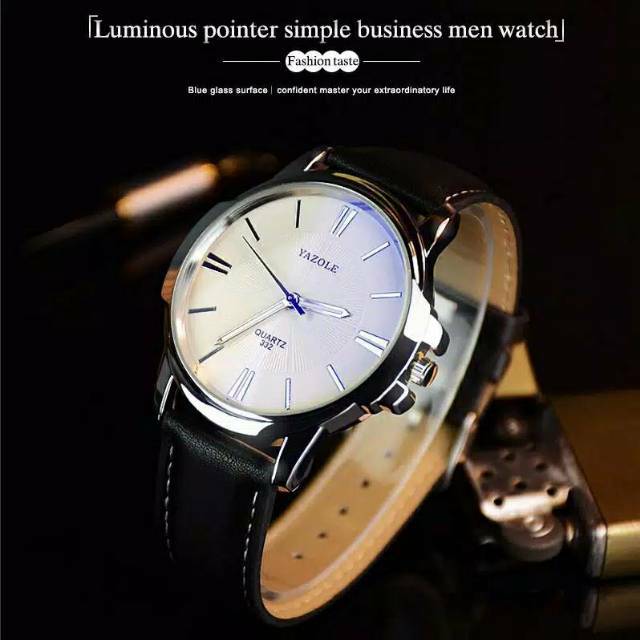 Cod byr di tempat Yazole Jam Tangan Pria Fashion Casual Business Men Leather Analog Water Anti air