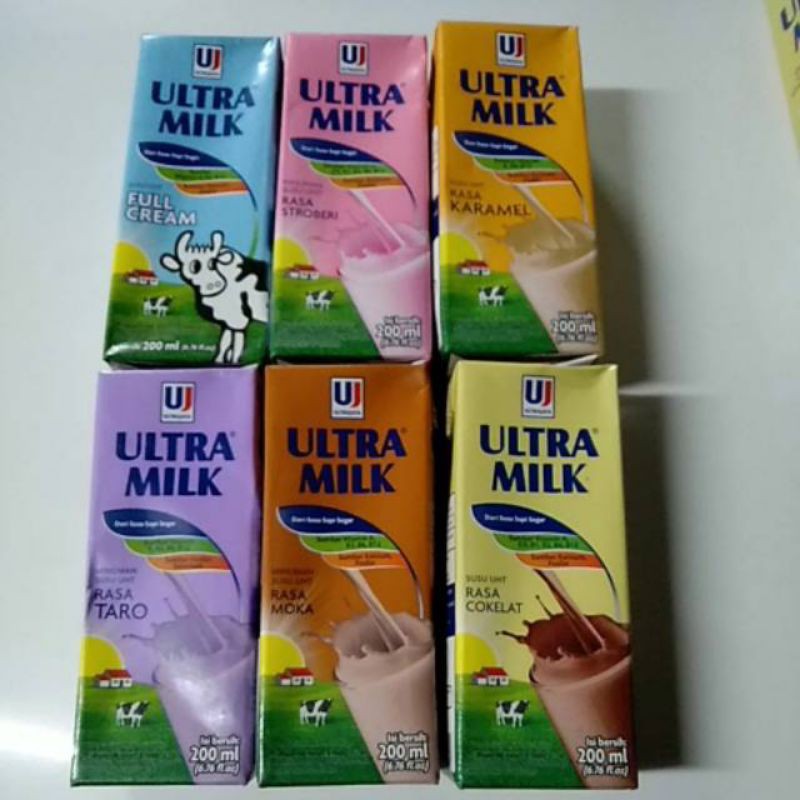 

SUSU ULTRA 200 ML SATUAN RASA STAWBERRY / COKLAT / TARO /FULL CREAM / SUSU ANAK / SUSU UHT