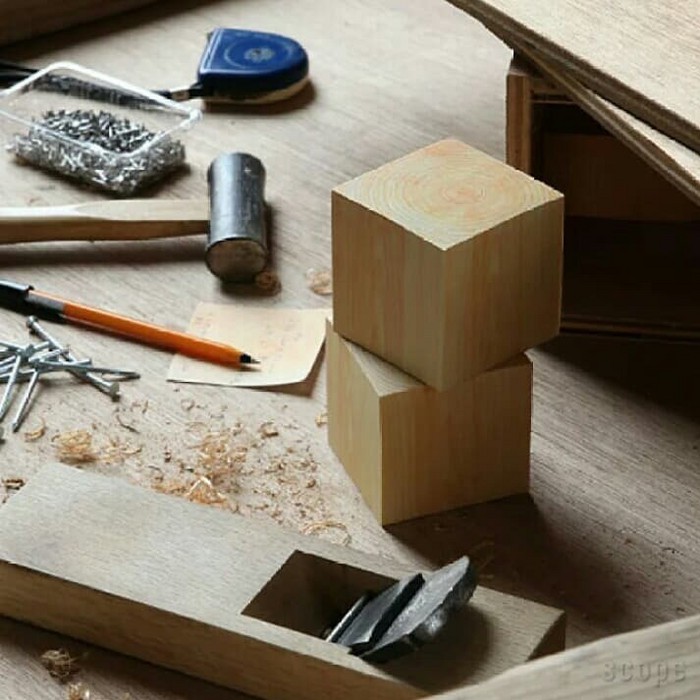 termurah Wooden cube 10x10x10cm kotak kayu solid wood block kayu kubus