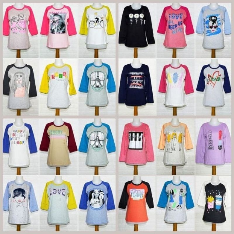 Kaos T-zone Cewek Lengan Reglan ,Panjang Original 100%