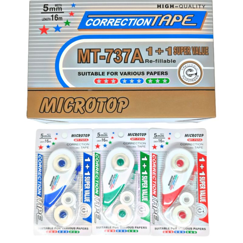 

Tip ex Kertas Roll MICROTOP 16 Meter + REFILL Correction Tape Aesthetic