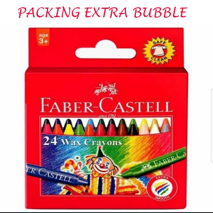 Krayon Wax Faber Castell 12 Warna &amp;  24 Warna / Crayon Cerah / Ergonomis Tidak Beracun / Perlengkapan Sekolah Menggambar / Crayon FaberCastell / Alat Mewarnai