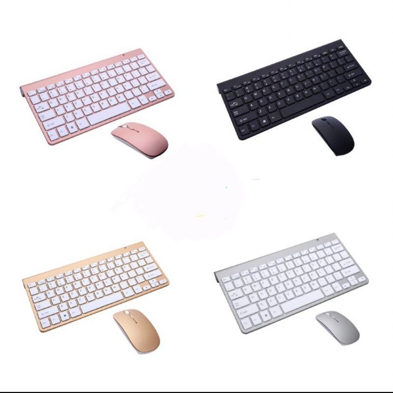 w202 Paket Keyboard Wireless + Mouse Wireless Silent Desain Ultrathin Elegan