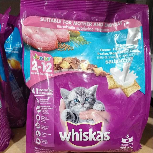 Whiskas dry  Junior / Adult 1+ Ocean Fish, Mackerel, Tuna 480gr